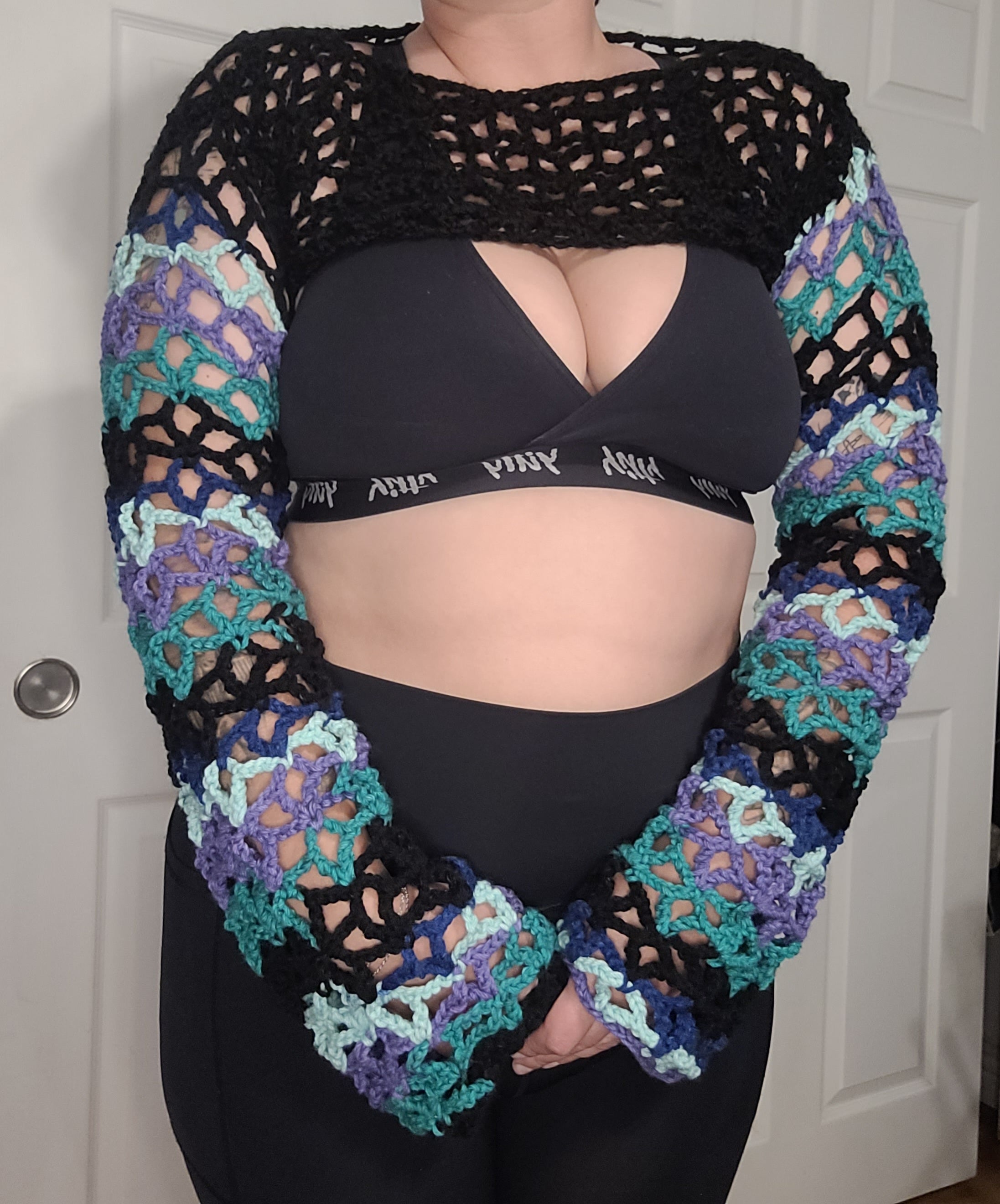 Handmade Crochet Long Sleeve Crop Top
