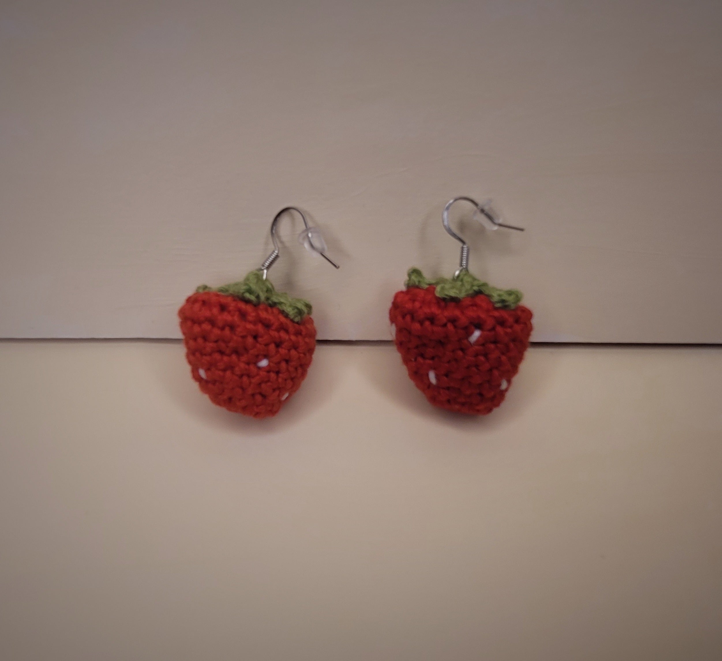 Handmade Crochet Strawberry Earrings