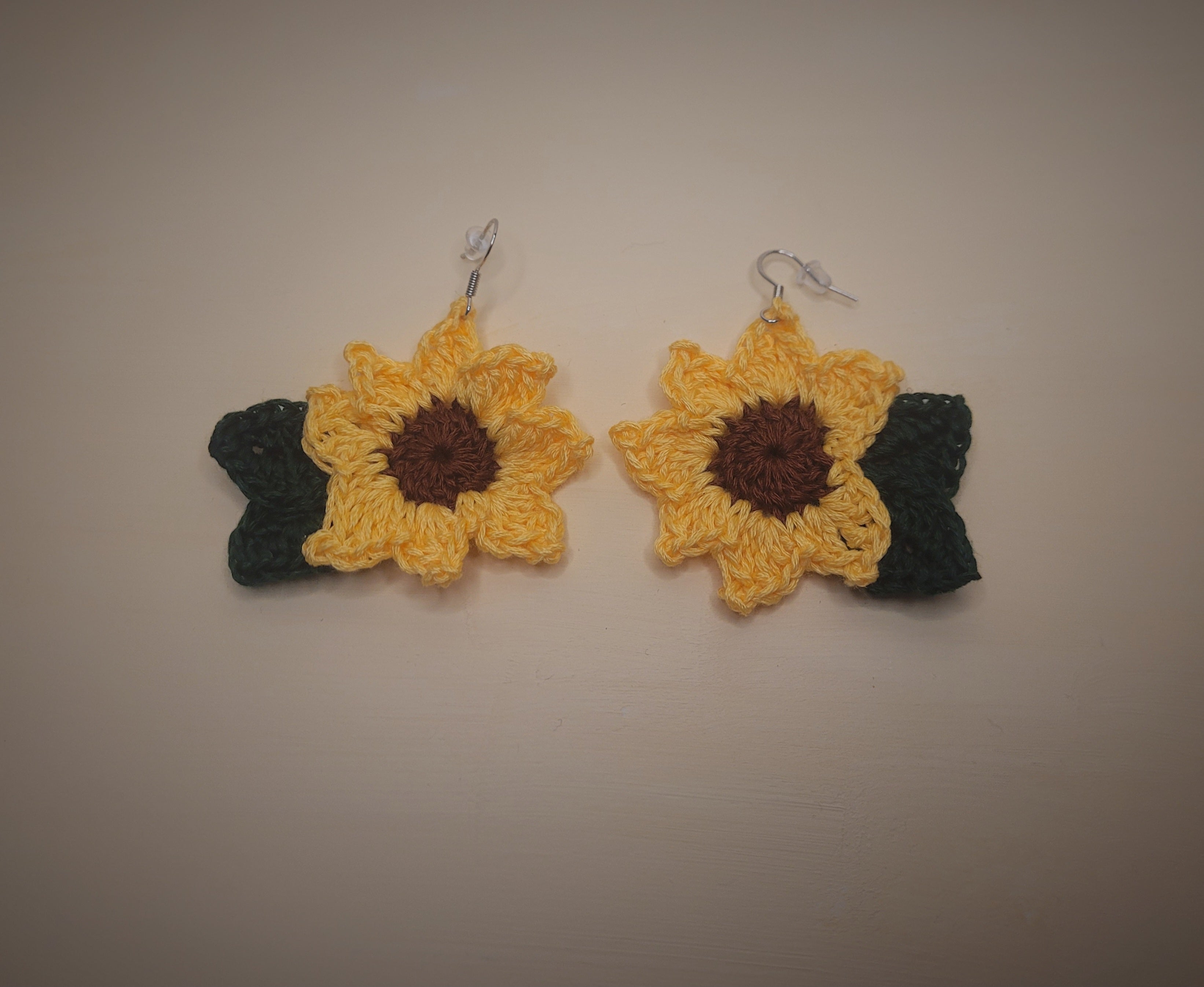 Handmade Crochet Sunflower Earrings