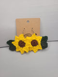 Handmade Crochet Sunflower Earrings